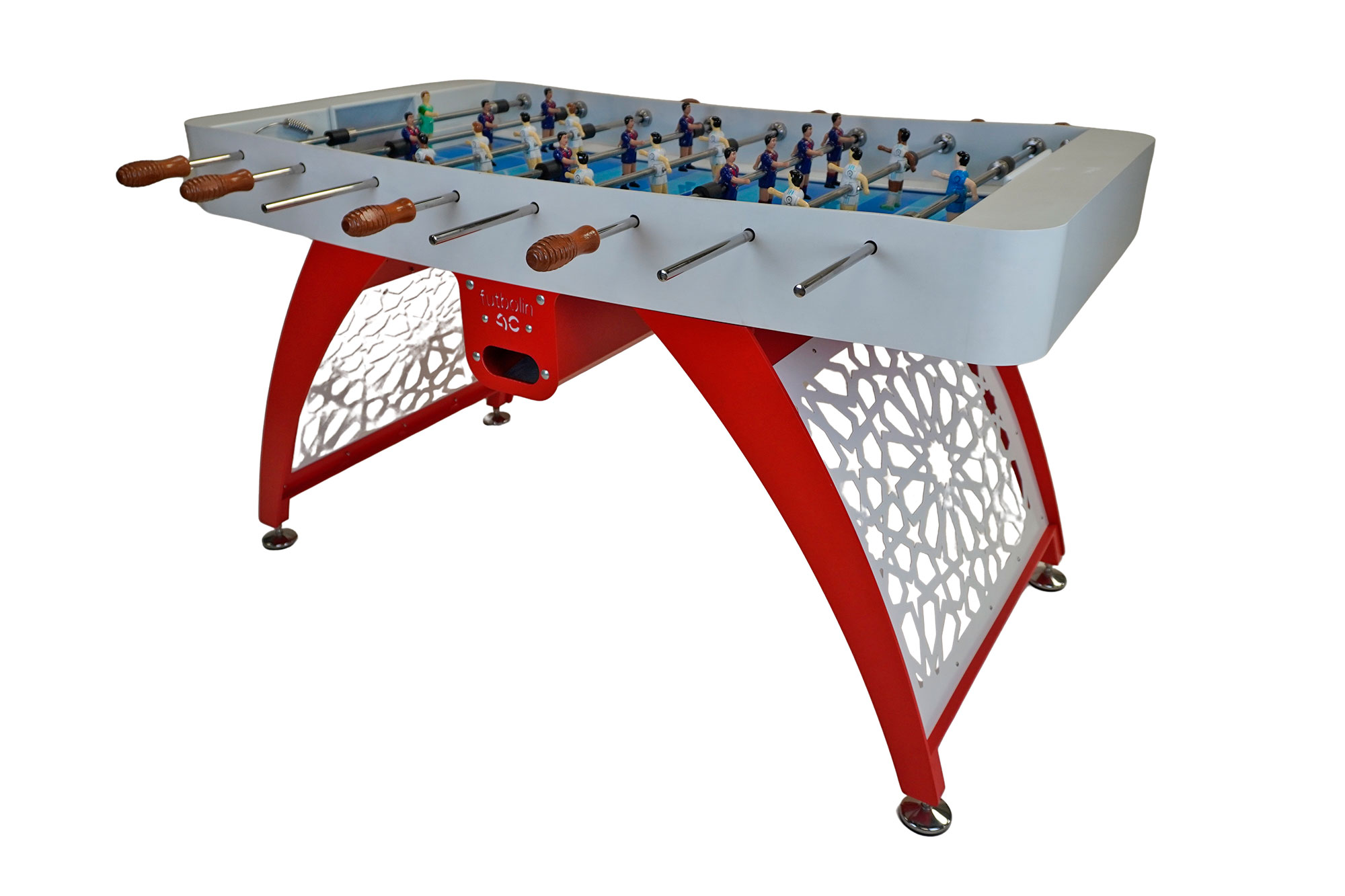 Futbolín AC002 Blanco-Rojo, base diseño árabe