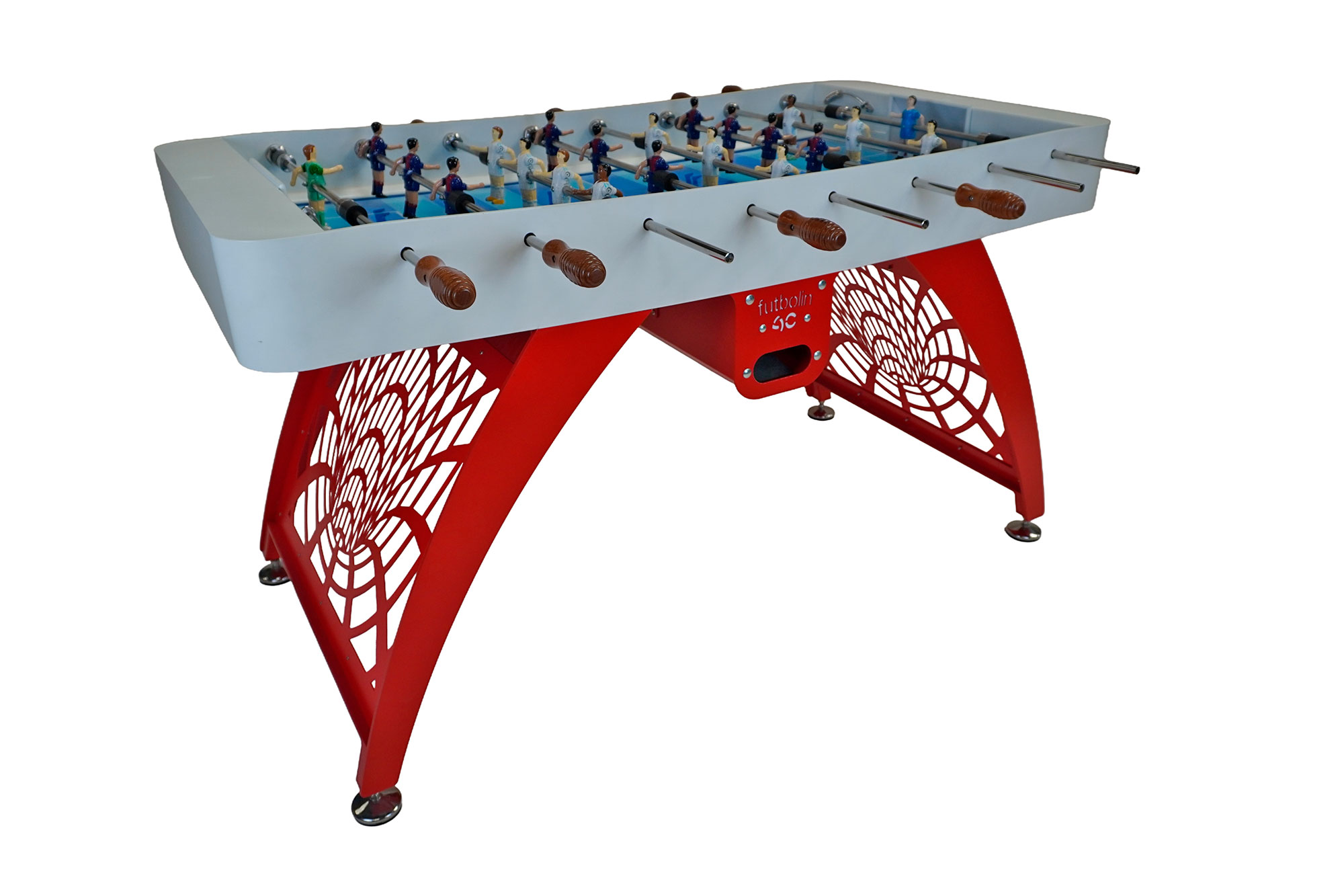 Futbolín AC003 Blanco-Rojo, base diseño efecto tubo